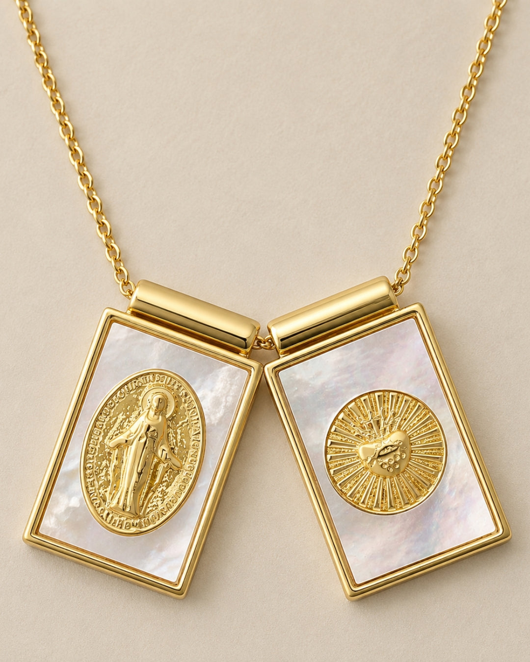 Escapulario Virgen Milagrosa y Sagrado Corazón