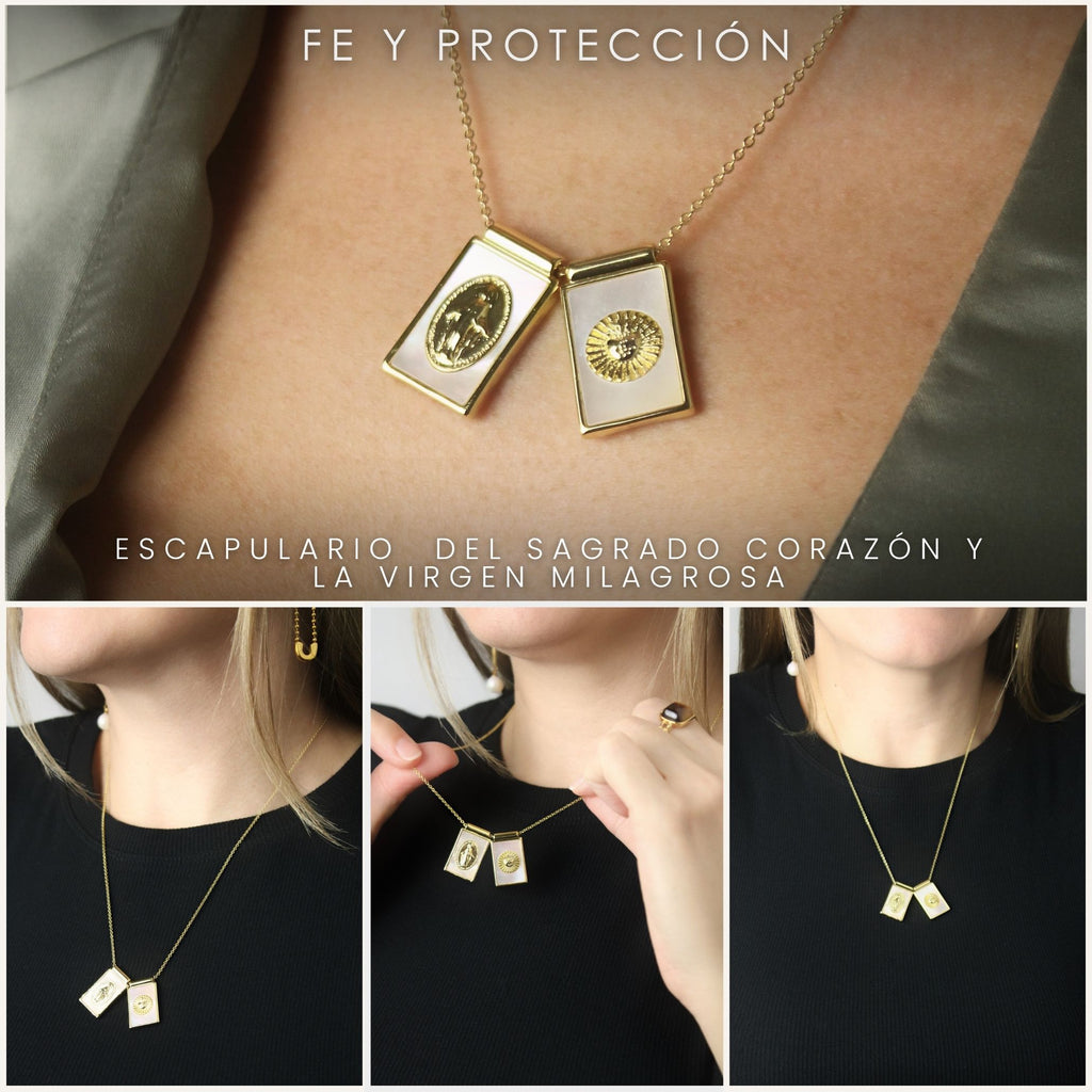 Escapulario Virgen Milagrosa y Sagrado Corazón