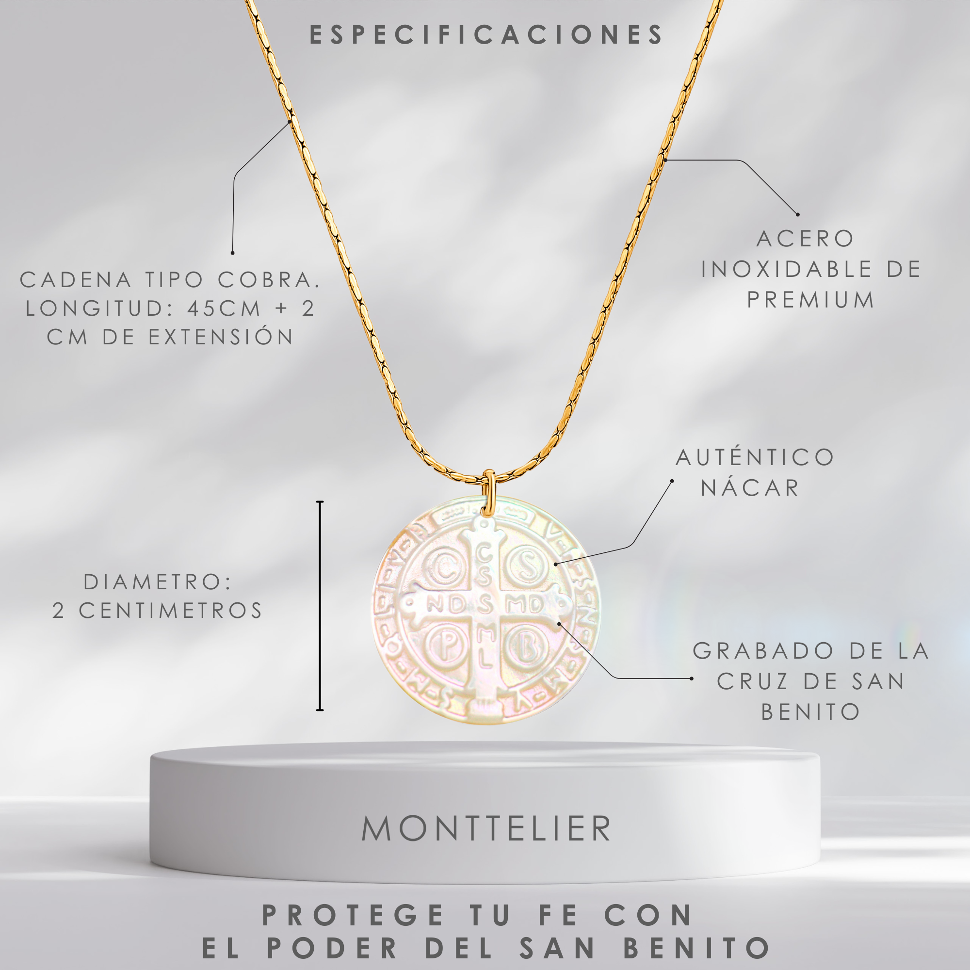 Medalla de San Benito en Nácar